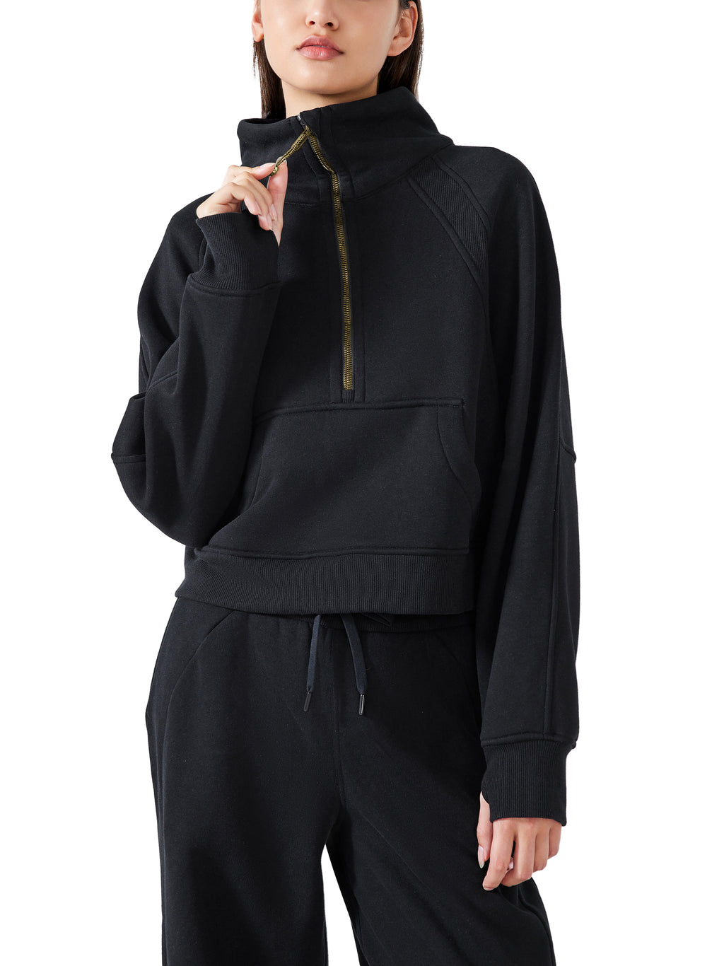 FYN Cropped Half-Zip Sweatshirt